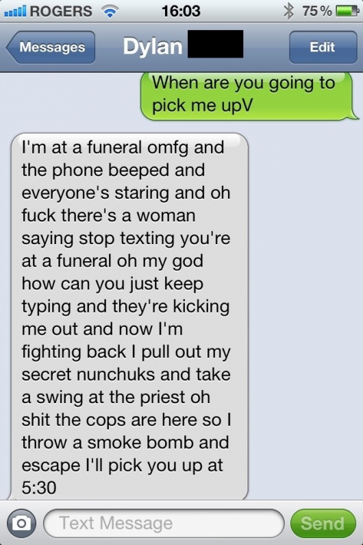 Texting at a funeral