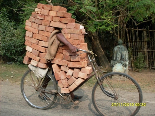 Bricks on a bicycle