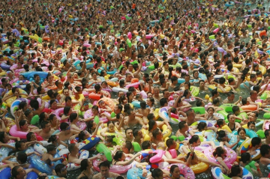 Crowded swimming pool