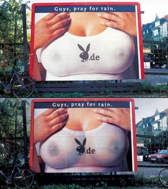 Playboy billboard rain ad