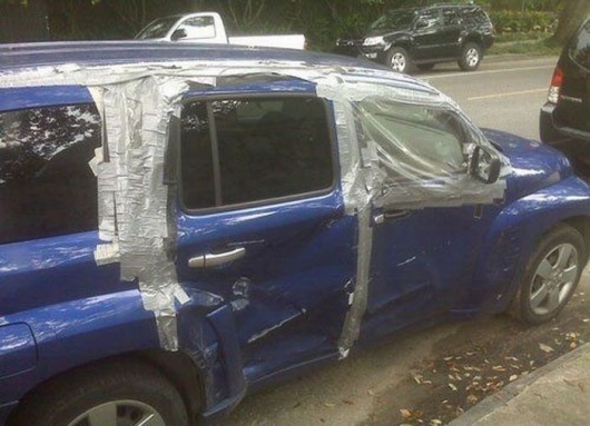 Duct taped car