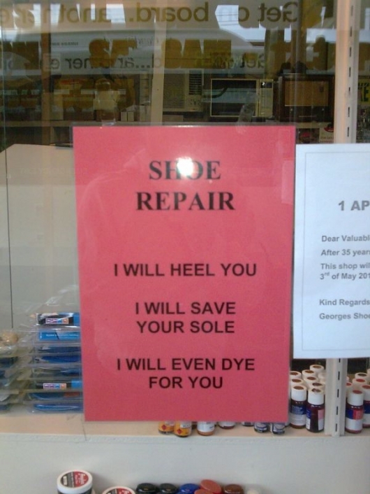 Punny shoe repair