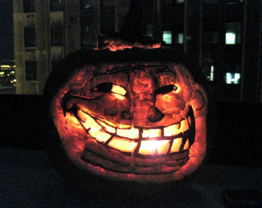 Trollface Halloween pumpkin