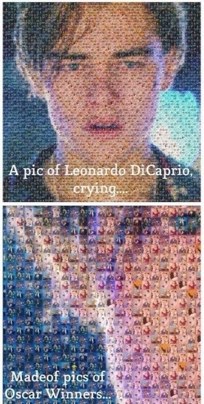 A pic of Leonardo Di Caprio crying