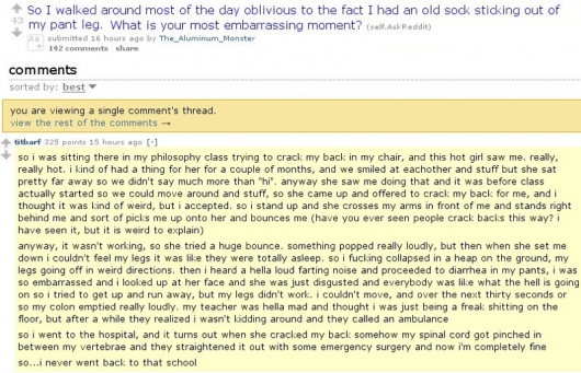 Most embarassing moment