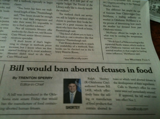 Bill on aborted fetuses