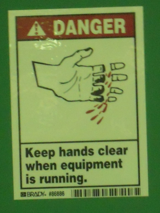 Keep hands clean when equipment is running