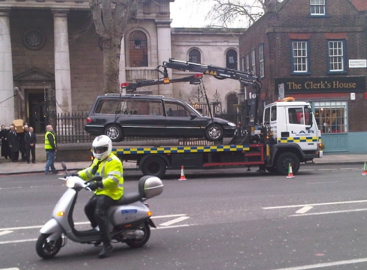 Towing the hearse