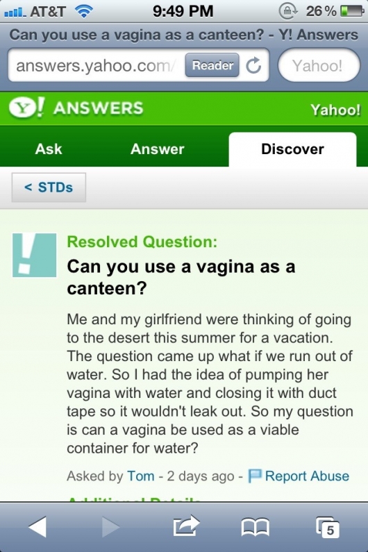 Can you use a vagina as a canteen?