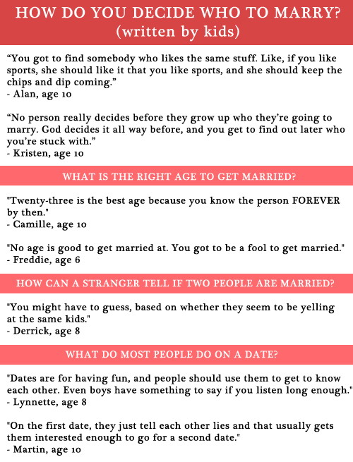 Kids about marriage