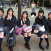 Japanese girl school photobombing