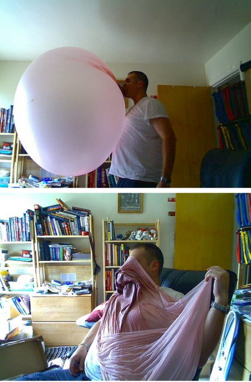Huge bubblegum balloon pop