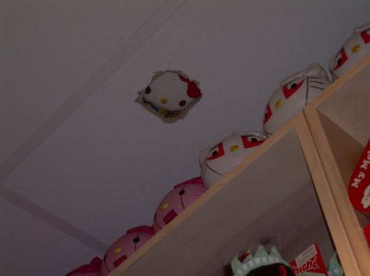 Ceiling hello kitty is watching you