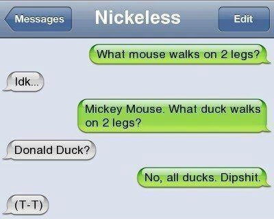 What duck walks on two legs?