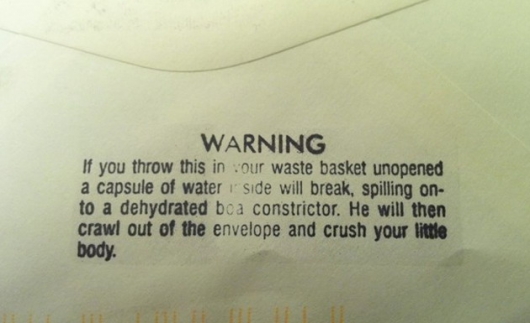Envelope warning