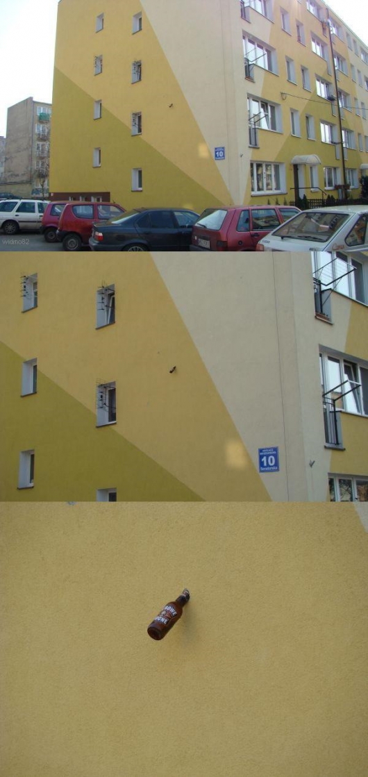 Bottle on a building