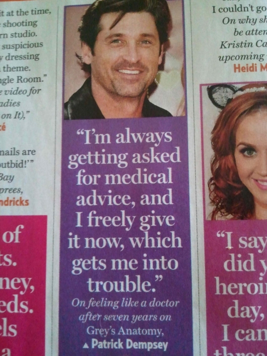 Patrick Dempsey is giving medical advice