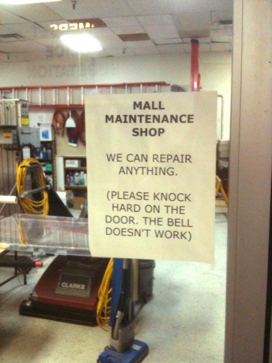Mall maintainance shop sign