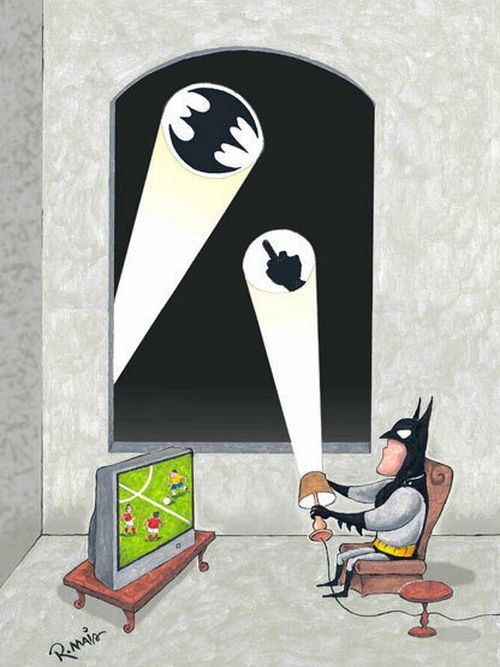 Batman replying to the Bat-Signal