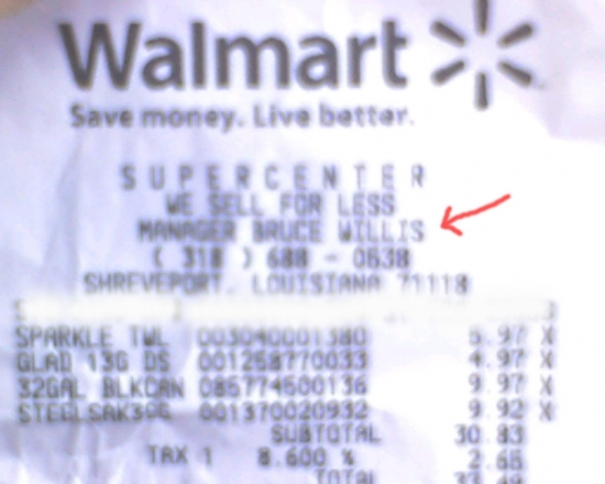 Bruce Willis works at Walmart