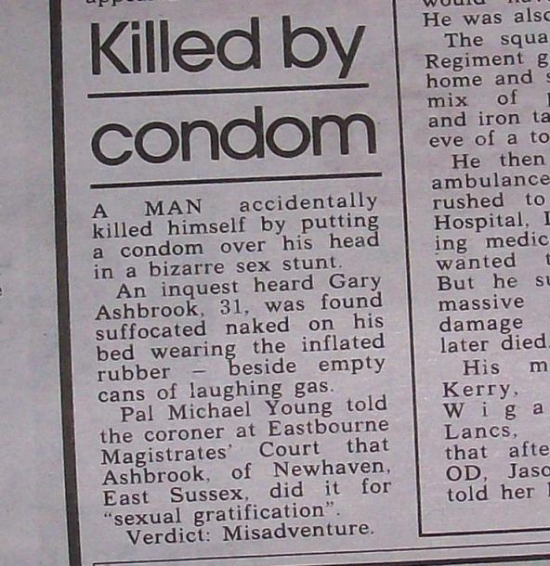 Killed by a condom