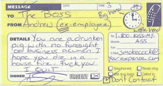 Message to boss