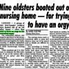 Old people kicked out of nursing home after orgy Old people kicked out of nursing home after orgy