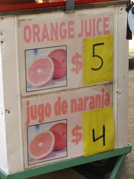 Orange juice vs Jugo de naranja