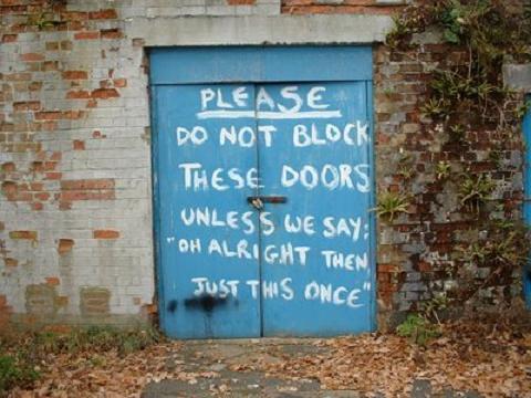 Please do not block these doors