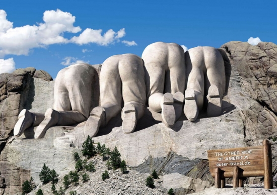 The back of Mount Rushmore