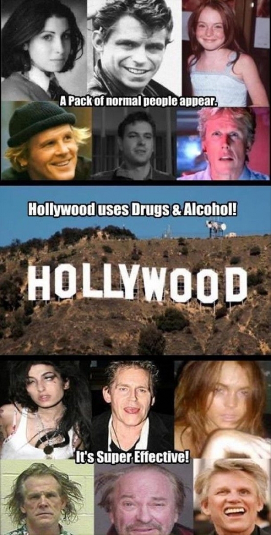 Hollywood uses drugs and alcohol