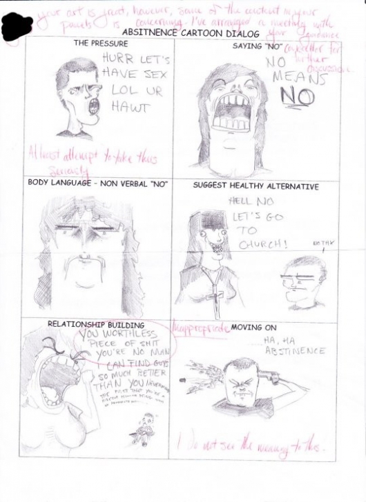 Abstinence cartoon dialog