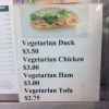 Vegetarian menu Vegetarian menu