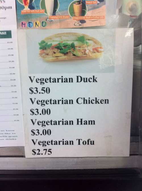 Vegetarian menu