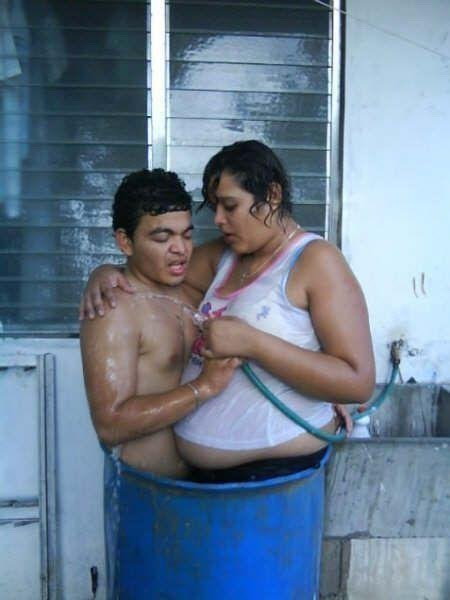 Romantic couple bath