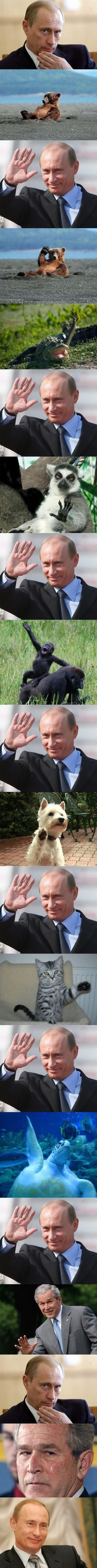 Putin waves everybody