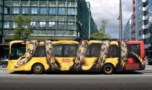 Creative zoo ad on bus